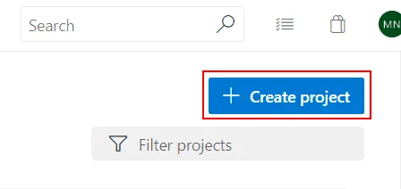 Create project button