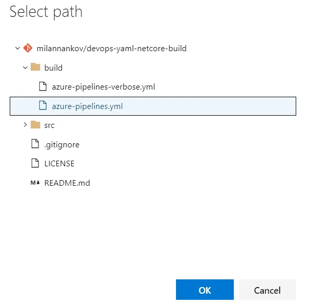 Select YAML file dialog